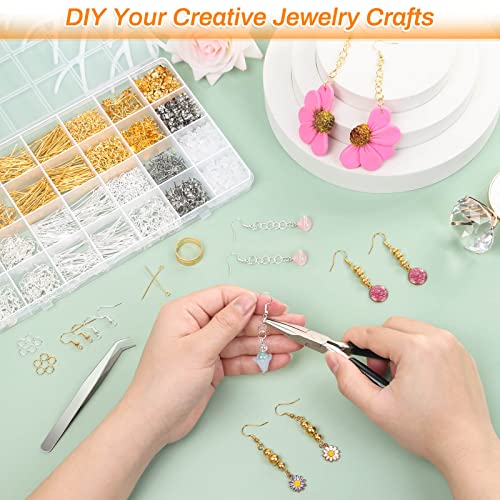 Hypoallergenic Earring Making Kit, Modacraft 2000Pcs Earring Making Supplies Kit with Earring Hooks, Earring Findings, Earring Posts, Earring Backs, Earring Pins Jump Rings for Jewelry Making Supplies