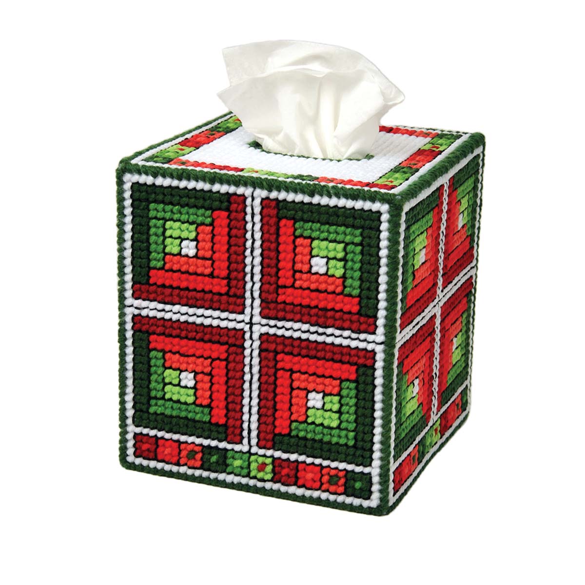 Herrschners  Christmas Quilts Tissue Box Plastic Canvas Kit
