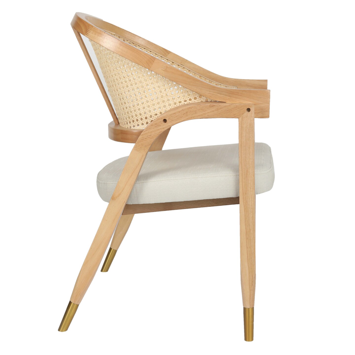 Merrick Lane Bronson Cane Rattan Padded Accent or Dining Chair with Metallic Accented Legs