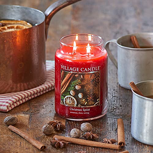 Christmas Spice, Large Glass Apothecary Jar Scented Candle, 21.25 oz, Red