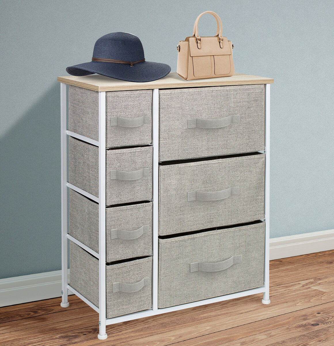 Sorbus Dresser with Drawers - Furniture Storage Tower Unit for Bedroom, Hallway, Closet, Office Organization - Steel Frame, Wood Top, Easy Pull Fabric Bins