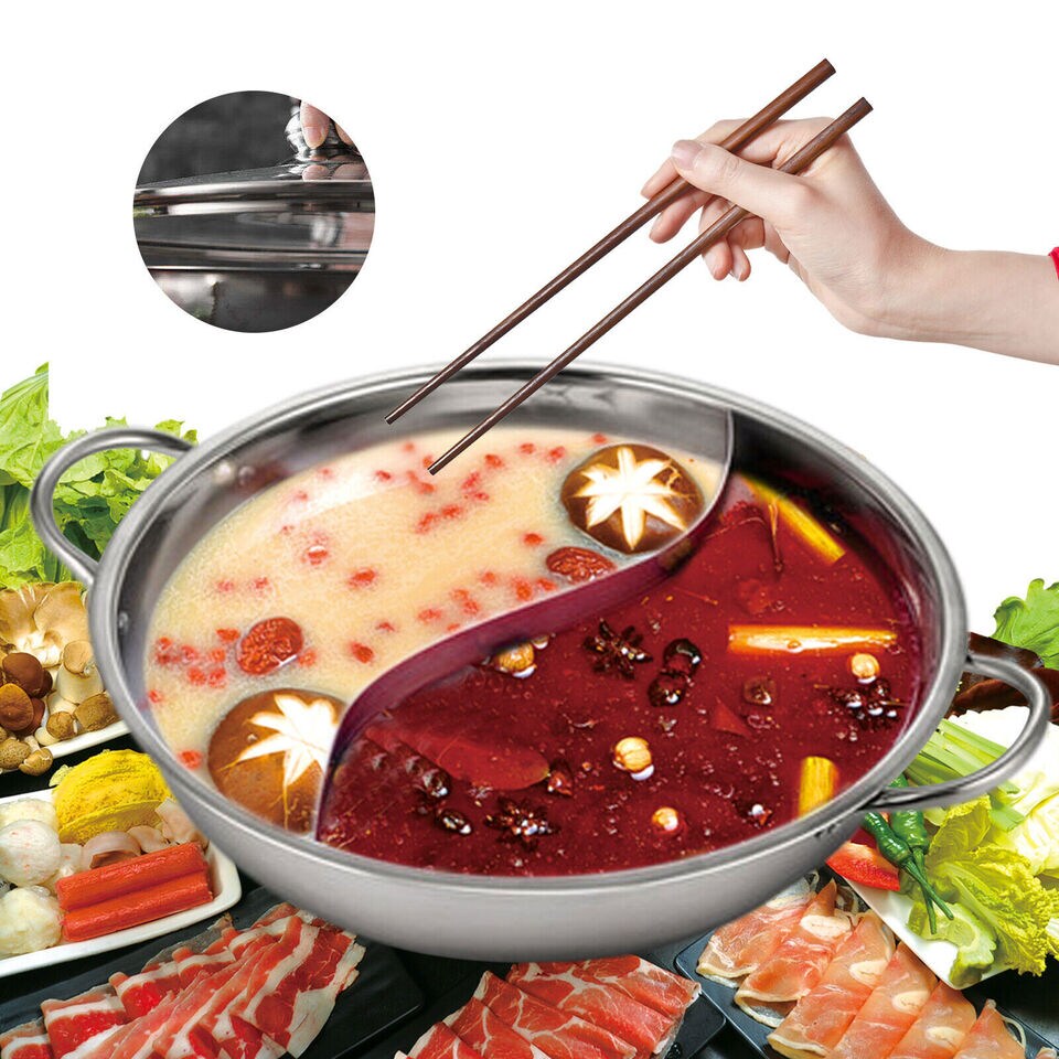 Kitcheniva Hot Pot Shabu Induction Nabe Lid Cooking Dual Side Stainless Steel