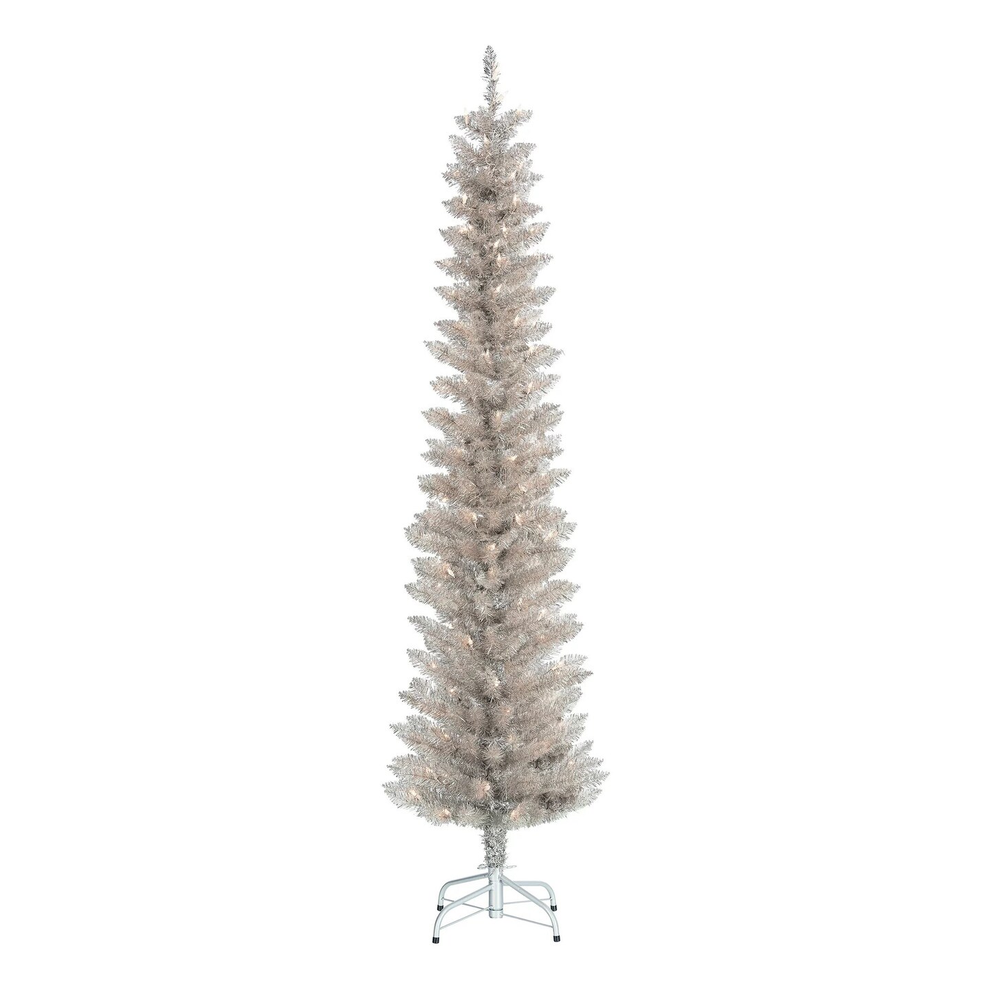 6 ft PreLit Rose Gold Tinsel Christmas Tree, 100 Clear Lights Michaels