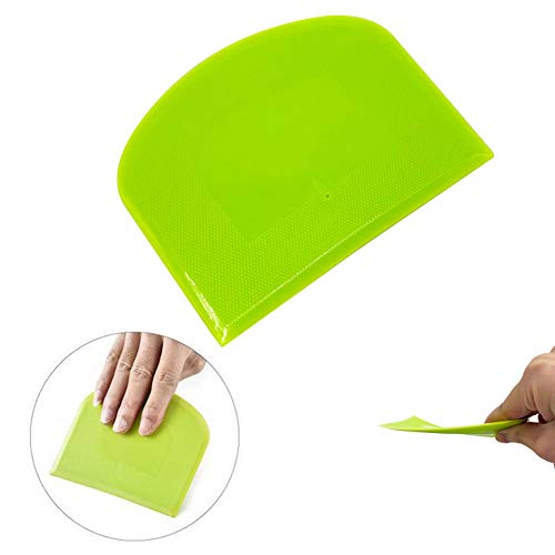 2 Pieces Dough Scraper Bowl Food-safe Plastic Dough Cutter Flexible Bench Multipurpose Food Scrappers for Bread Dough Cake Fondant Icing, White, Green