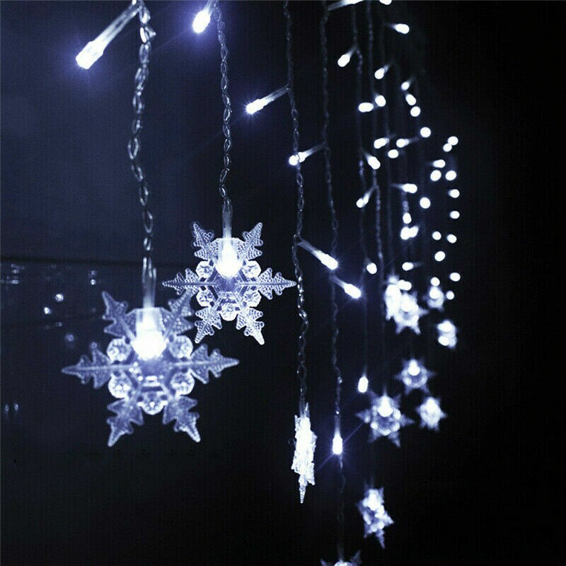 Kitcheniva Christmas LED Curtain Window Snowflake String Fairy Lights