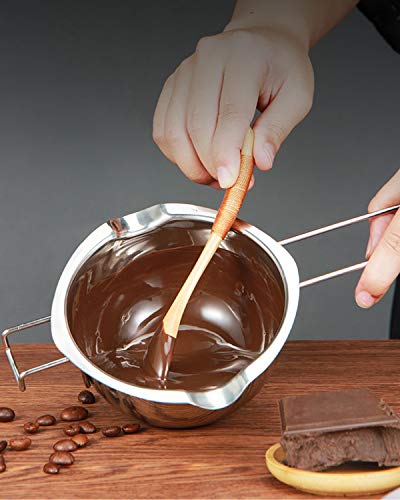 (18/8 Steel, 2 Cup Capacity, 480ML) Stainless Steel Double Boiler Pot for Melting Chocolate, Candy and Candle Making