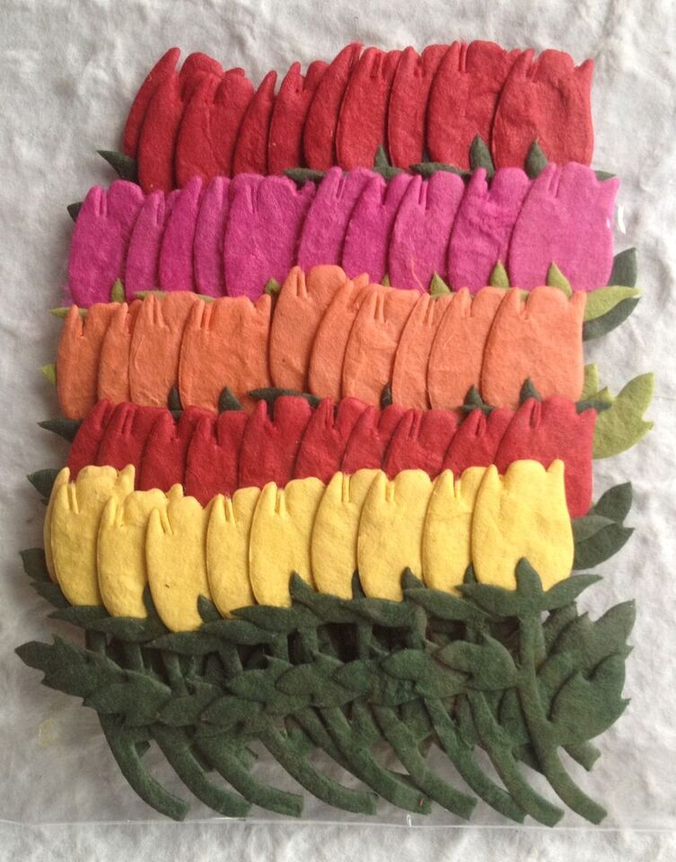 50 Roses rose Diecut Handmade Mulberry Paper .