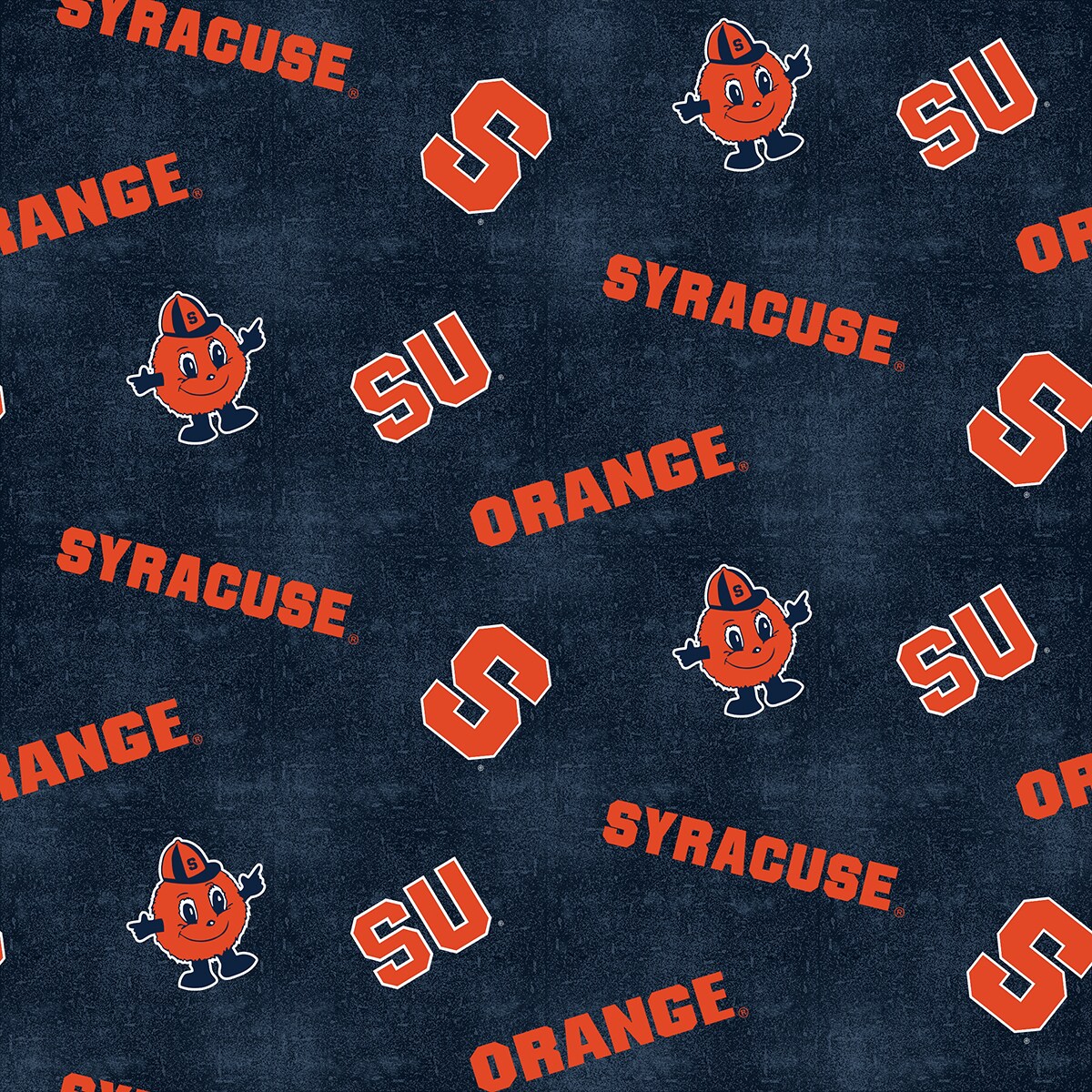 Sykel Enterprises-Syracuse University Flannel Fabric-Syracuse Orange Distressed Logo Cotton Flannel Fabric