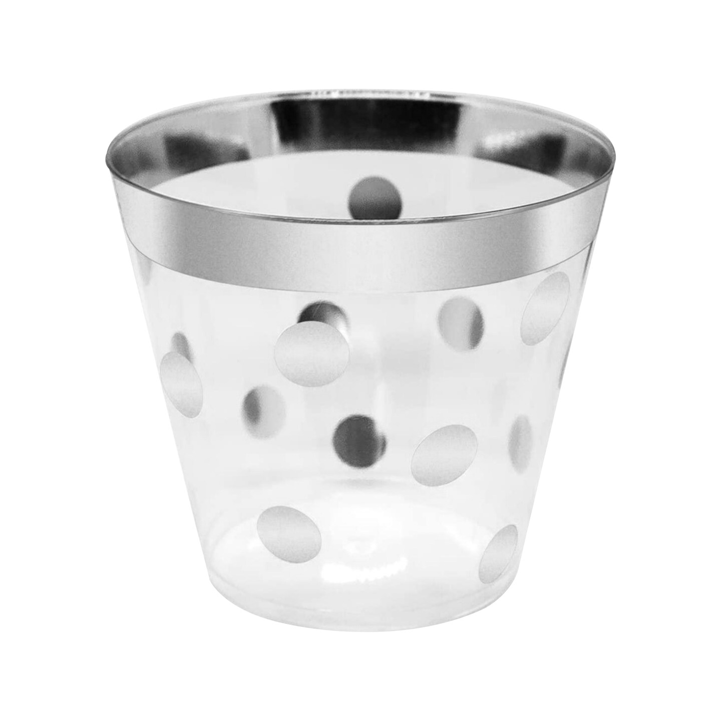 Clear with Silver Dots Round Disposable Plastic Party Cups - 9 Ounce (240 Cups)