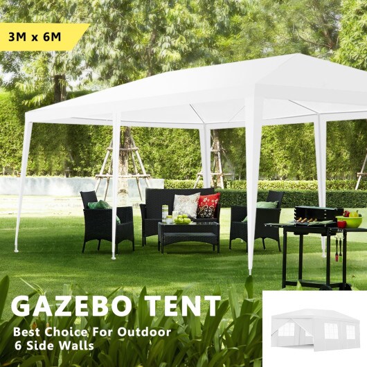 10 x 10 Feet White Heavy Duty Party Wedding Canopy Tent with 2 Zipper Doorway