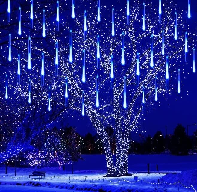 LED Solar Lights Meteor Shower Rain Tree String Light Outdoor