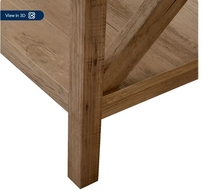 Rustic Weathered Oak Farmhouse Square Side Table with Storage