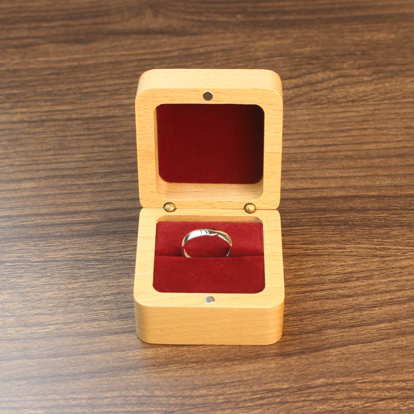 Brith Flower Ring Box Custom Name Wooden Ring Box Proposal Ring