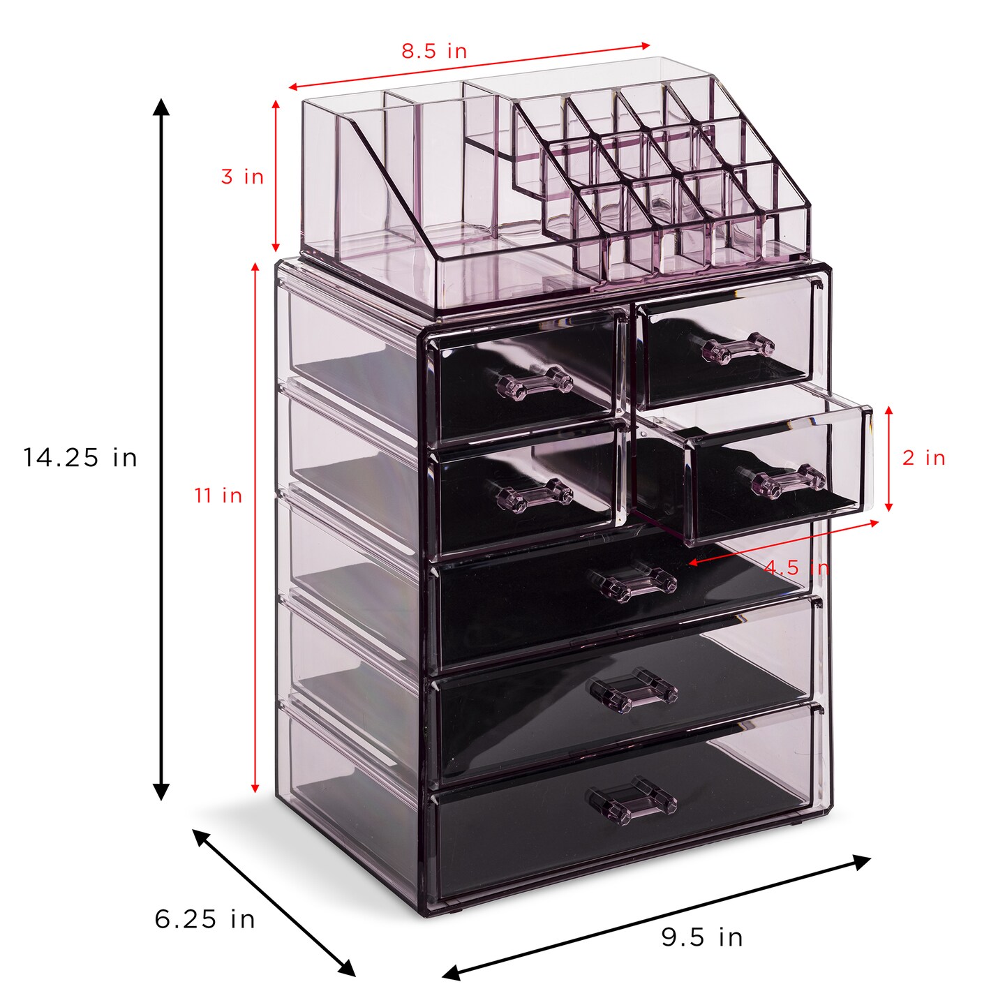 Sorbus Medium Makeup Organizer Set - (3 Large / 4 Small Drawers/Top Tray)