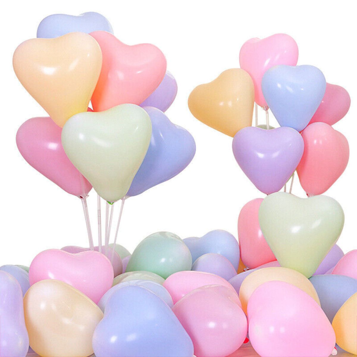 10 Inches Elastic Macarons Love Heart Latex Balloons 100 pcs