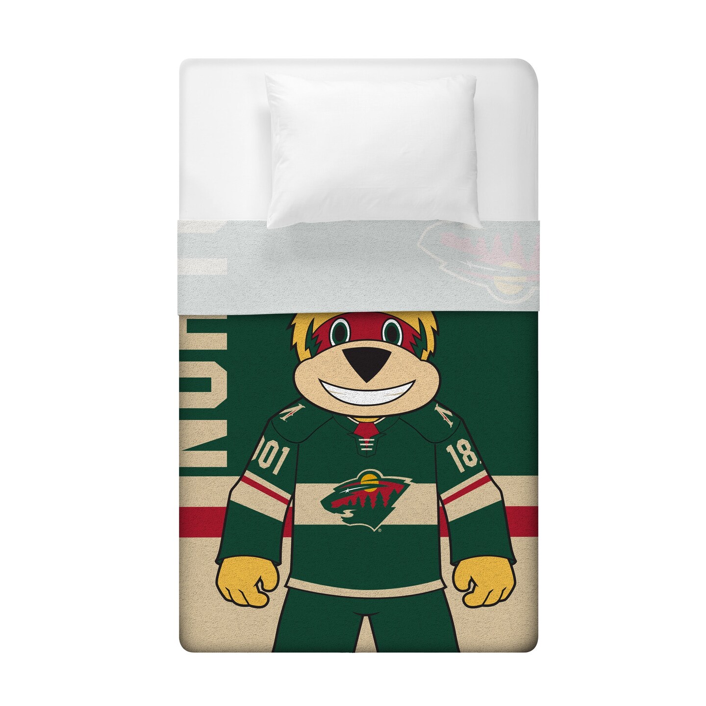 Sleep Squad Minnesota Wild Nordy Mascot 60&#x201D; x 80&#x201D; Raschel Plush Blanket
