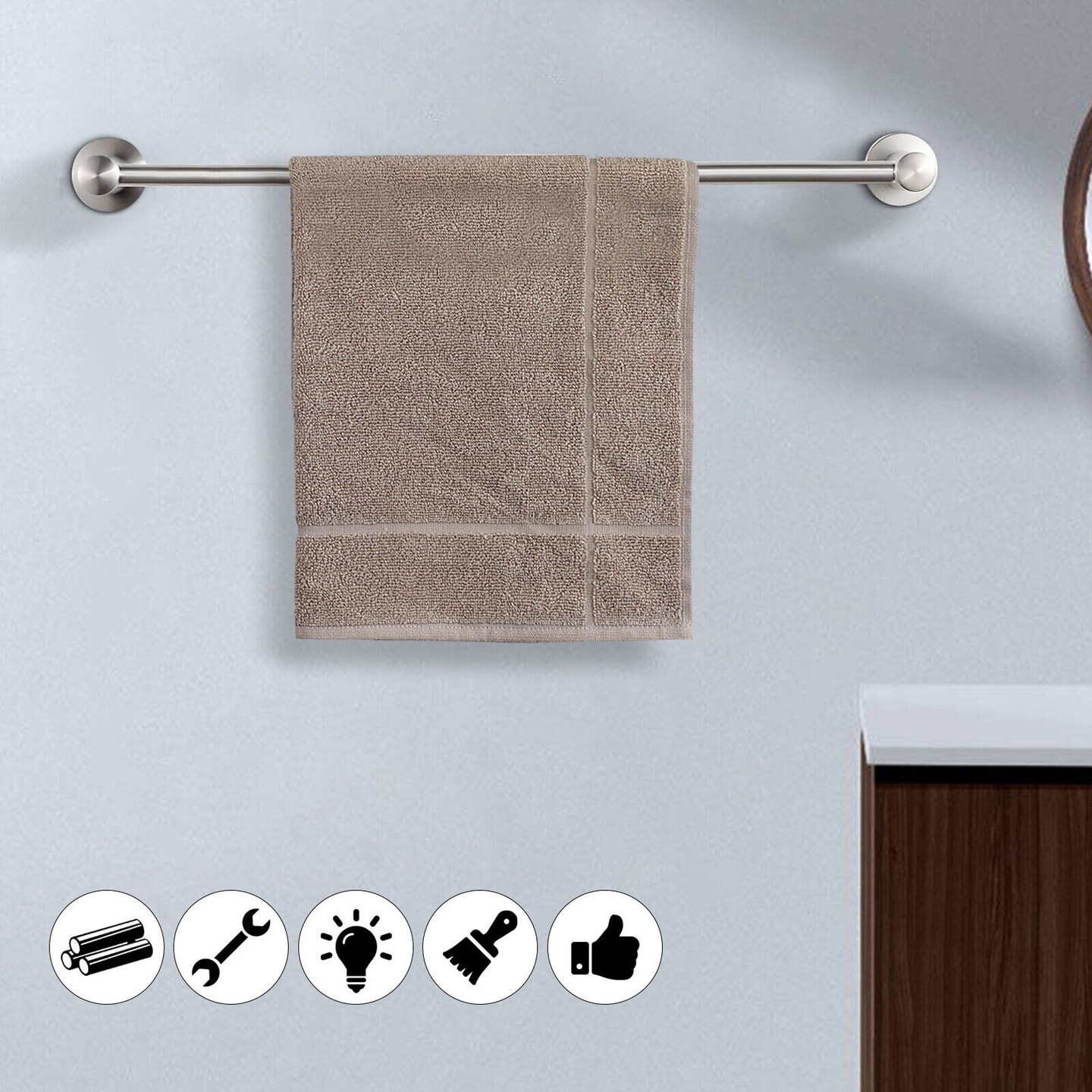 Kitcheniva Adjustable Bathroom Towel Holder Wall Mount Bar