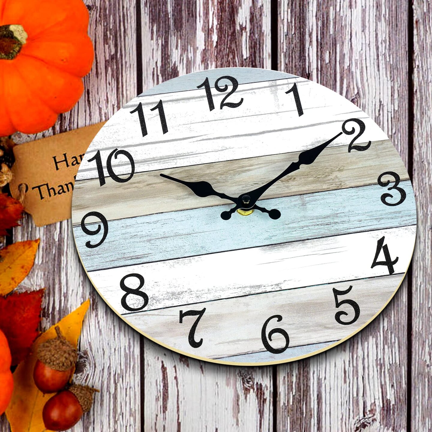 Wall Clock Silent Non Ticking Battery Operated, Rustic Coastal Country Clock Decorative for Bathroom Kitchen Bedroom Living Room(10 Inch)