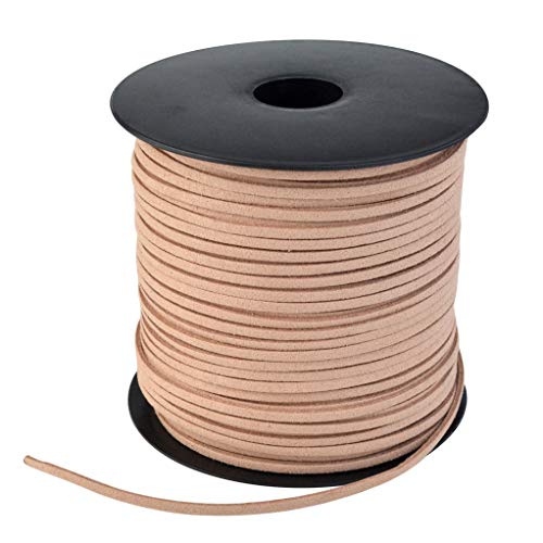 2.6mm Suede Cord, 100 Yards Flat Faux Leather Cord for Necklaces,  Bracelets, Jewelry Making, Beading and DIY Crafts (Brown) 