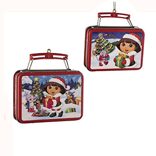 Kurt Adler 3.18&#x22; Dora Miniature Tin Lunch Box Ornament.