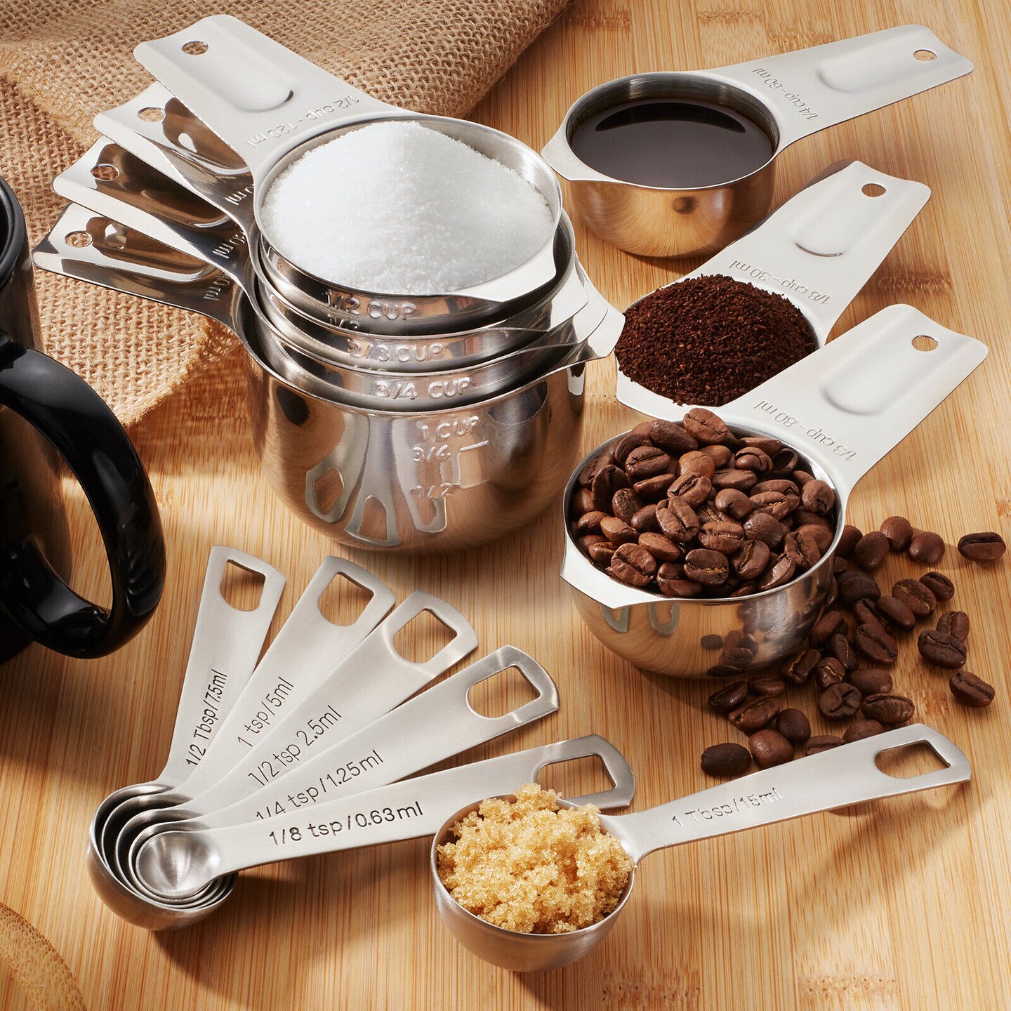 Stainless Steel Measuring Cups and Spoons 13 pcs