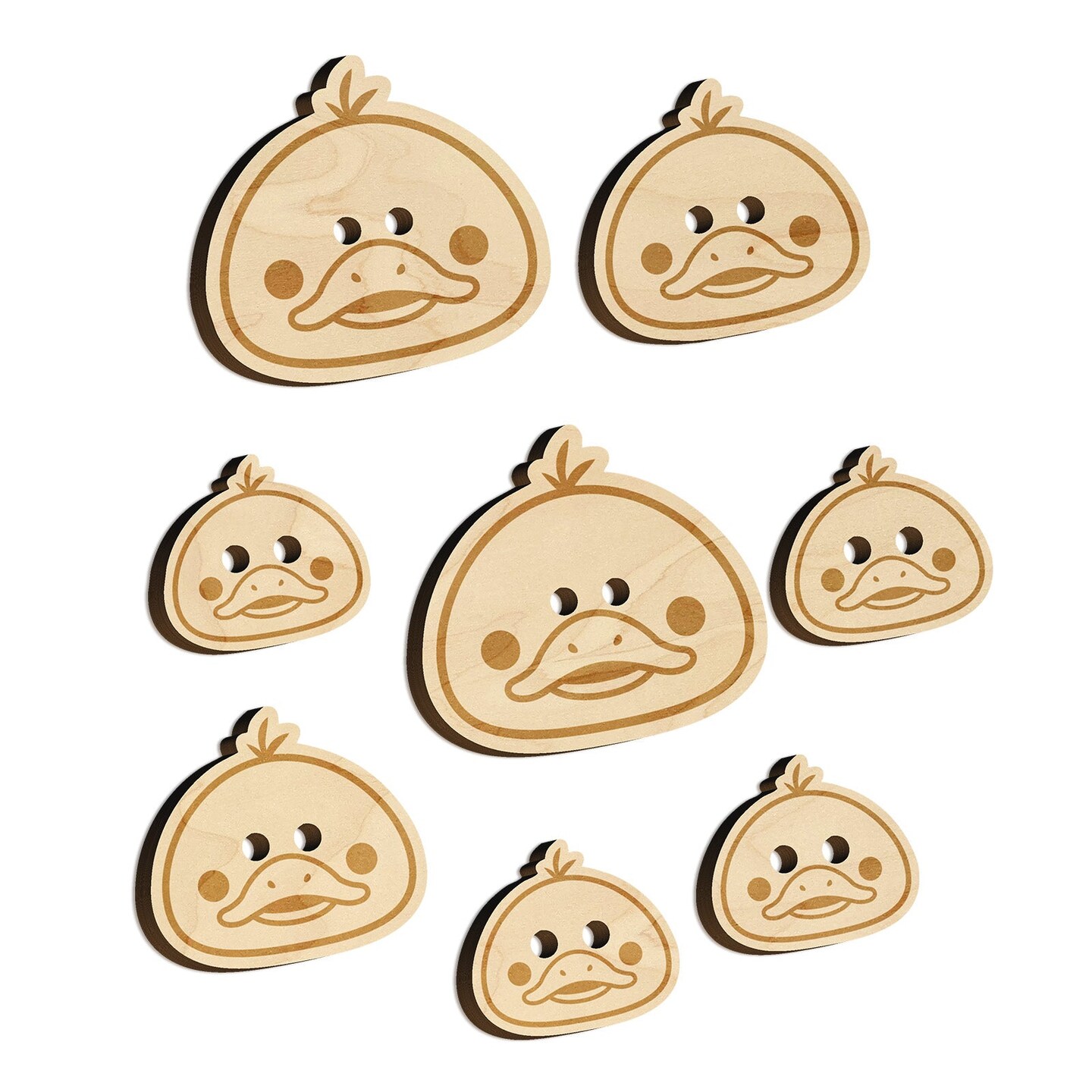 Happy Duckling Head Wood Buttons for Sewing Knitting Crochet DIY Craft