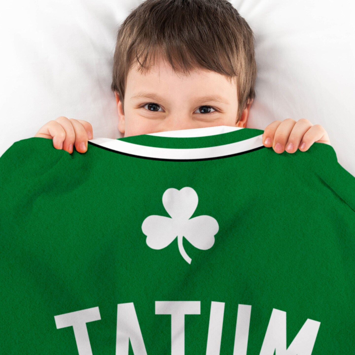 Sleep Squad Boston Celtics Jayson Tatum 60” x 80” Raschel Plush Jersey Basketball Blanket