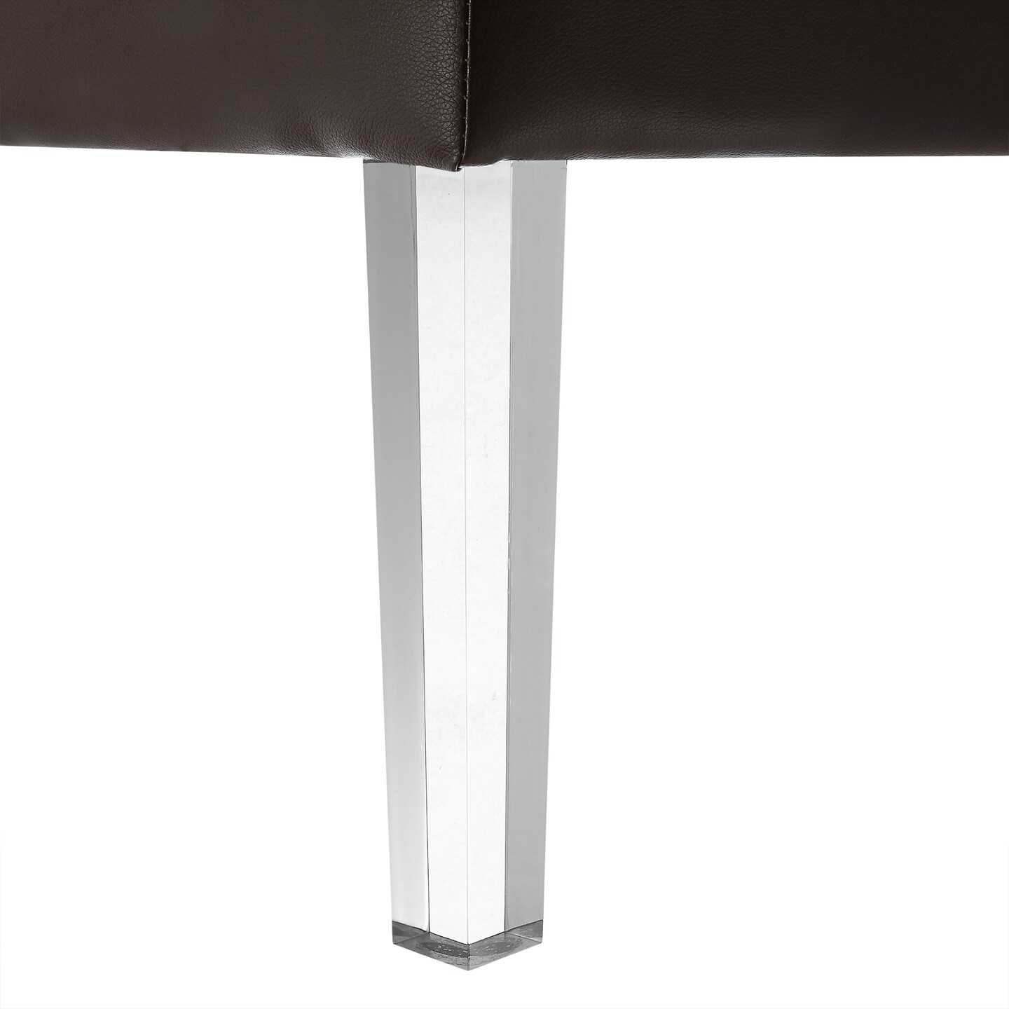 Skye PU Leather Button Tufted Nailhead Trim Acrylic Leg Square Cocktail Table Ottoman