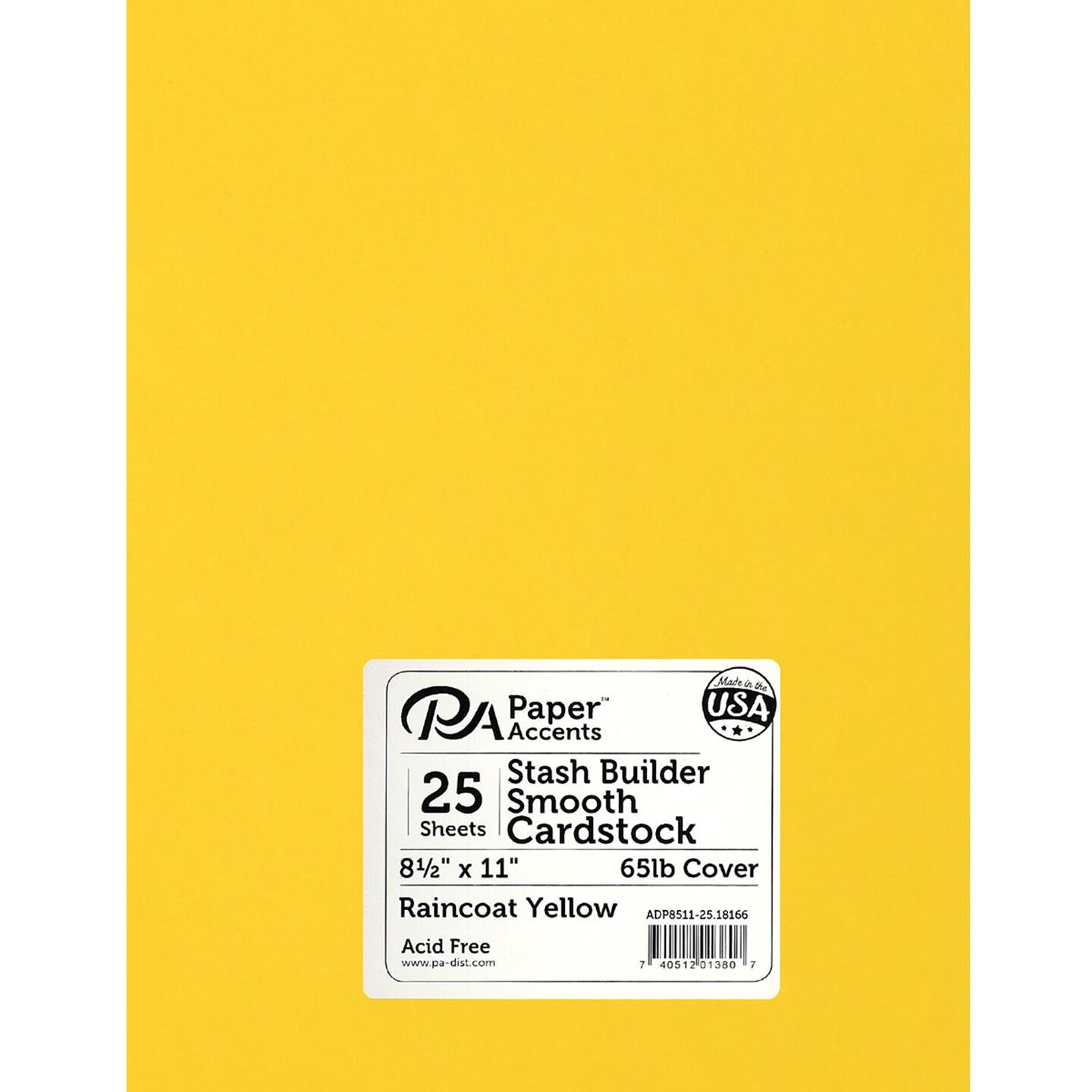 PA Paper Accents Stash Builder Cardstock 8.5" x 11" Raincoat Yellow, 65lb colored cardstock paper for card making, scrapbooking, printing, quilling and crafts, 25 piece pack
