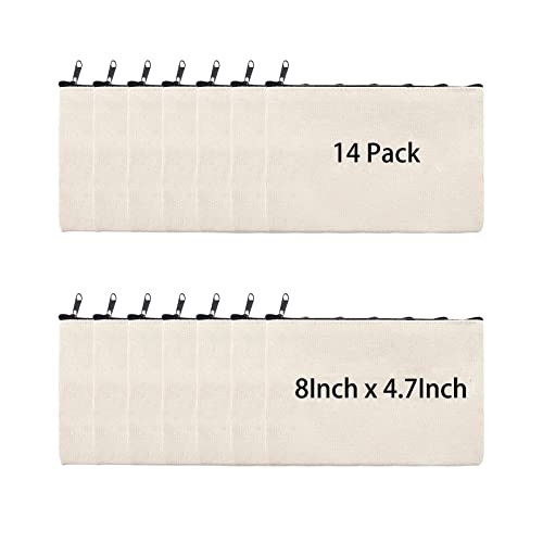 Canvas Zip Bags Canvas Pencil Pouch Canvas Makeup Bags Blank Canvas Pencil  Case DIY Craft Bags