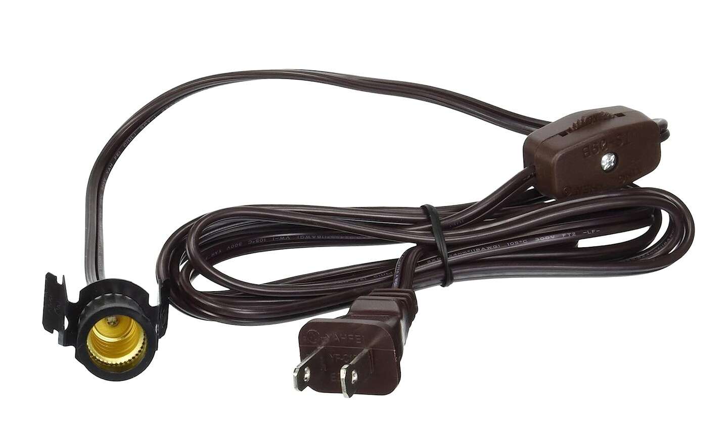 Lighting Cord Set W/Skt And Switch 6Ft, Brown