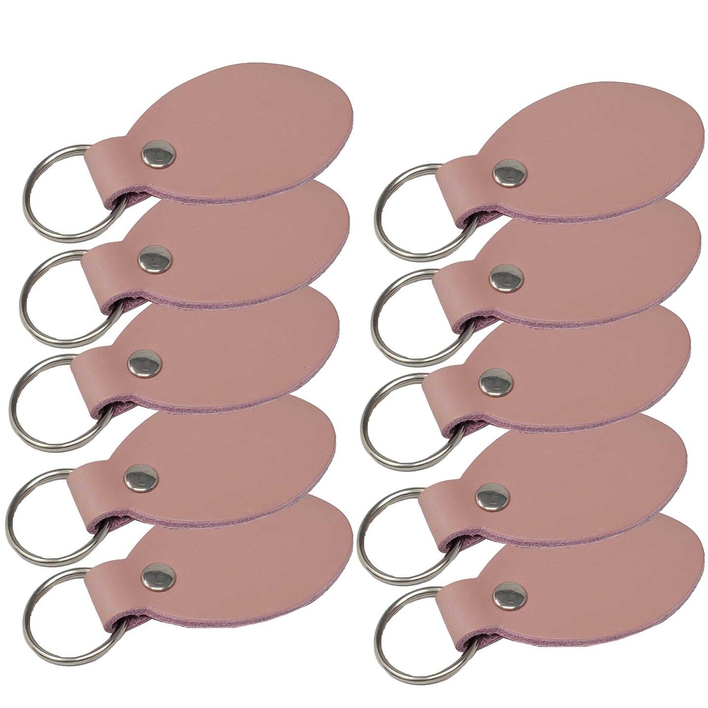 Oval Leather Keychains Kit – Full-Grain Latigo, DIY Personalization Ready, 10 Pack