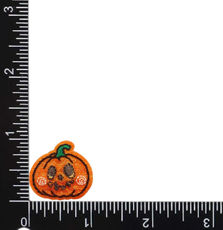 1&#x22; Mini Jack o&#x27; lantern, Pumpkin, Halloween, Embroidered, Iron on Patch