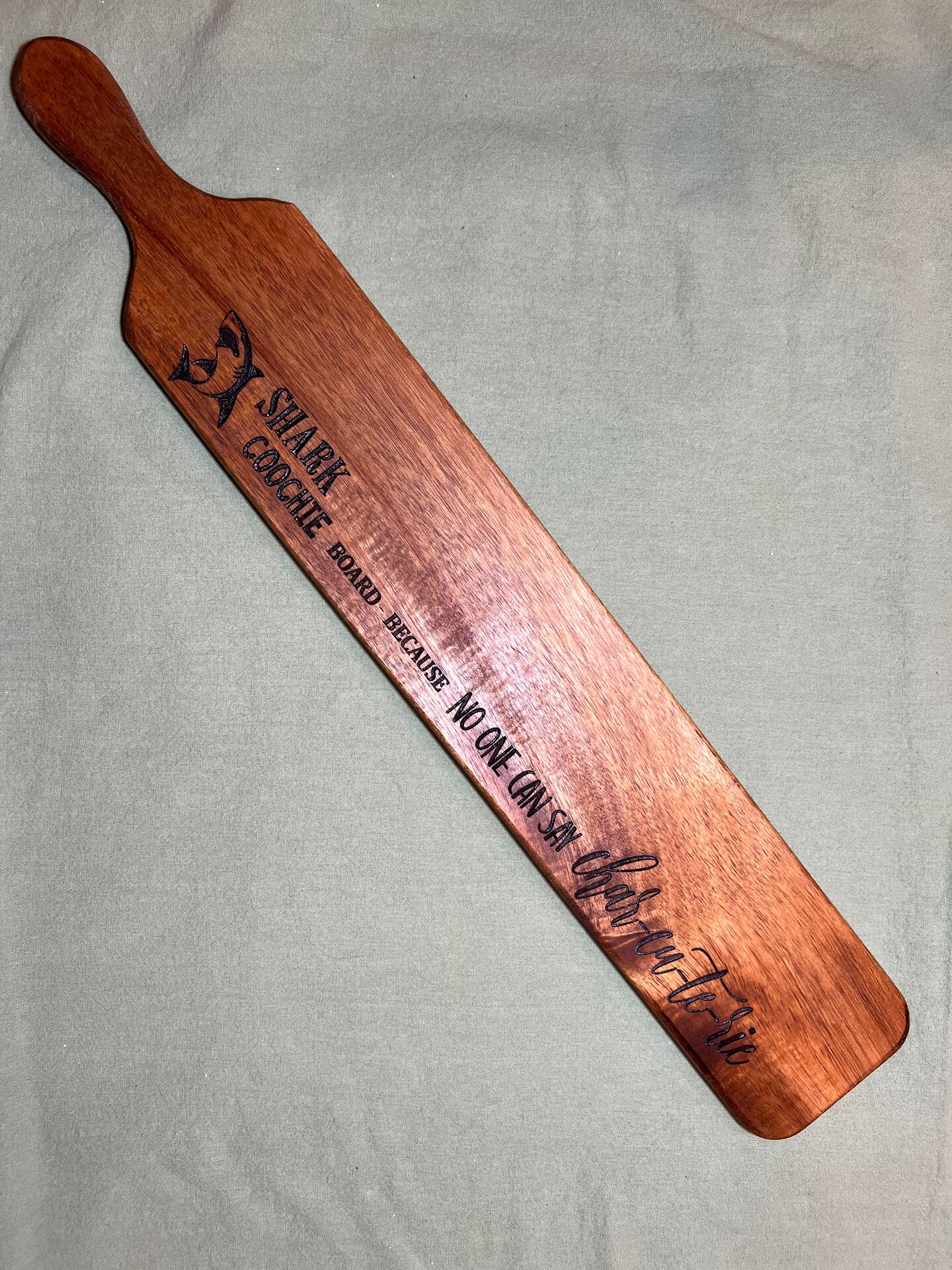 “Shark Coochie”. Engraving on acacia charcuterie board. product 5