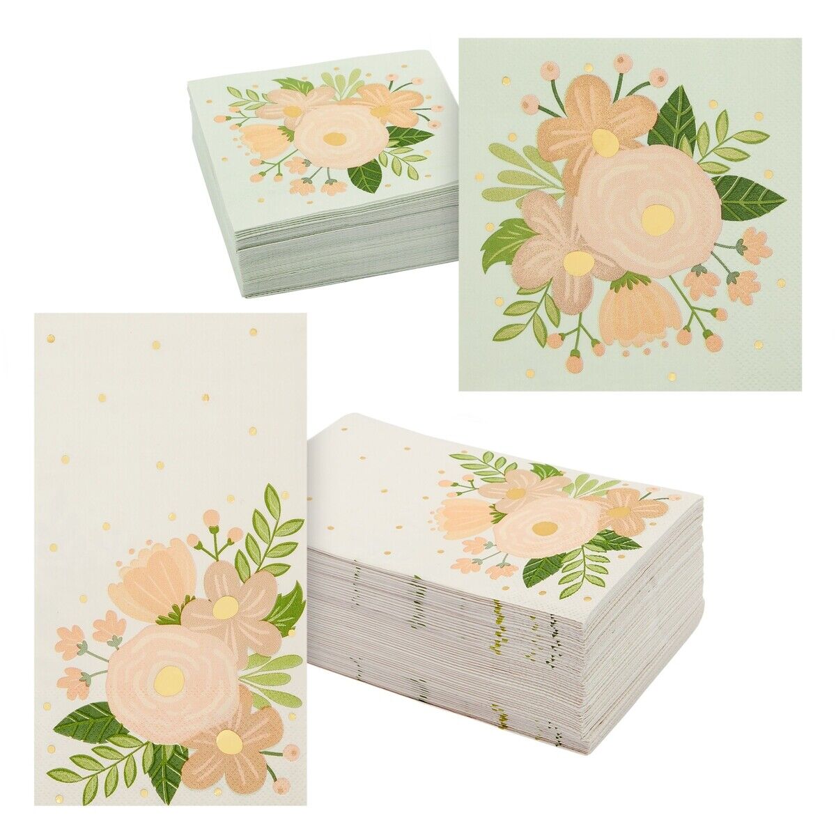 Durable Floral Paper Napkins with 2 Sizes