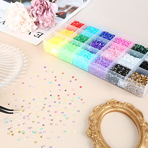 36000 Pieces 3mm Jelly Rhinestones Kit- Resin Mixed Color Rhinestones for Nail Clothes Shoes Tumblers Decoration Gifts Flat Back Round