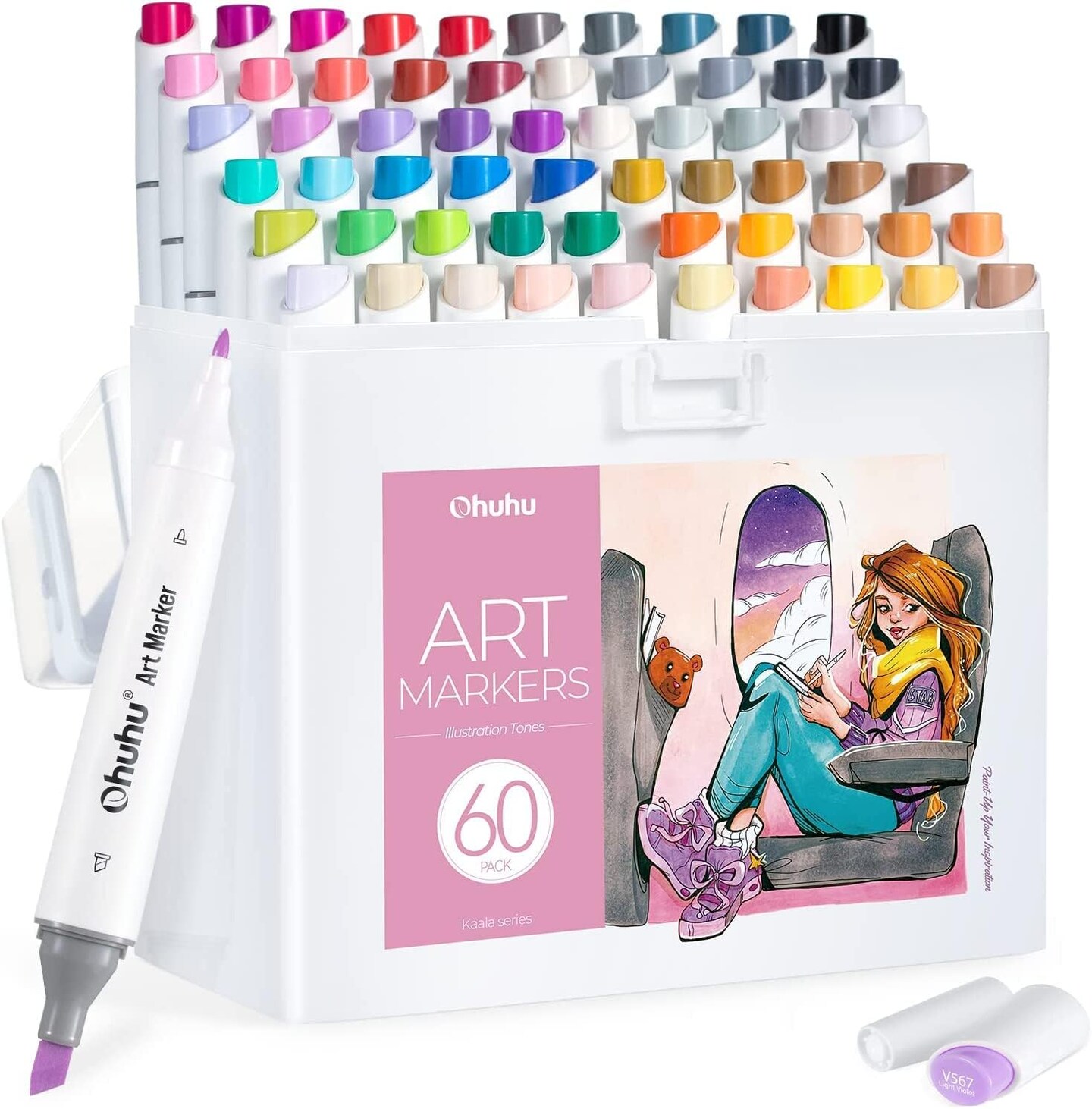 Ohuhu Alcohol Markers: 60 Colors Slim Broad and Fine Double Tipped Kaala  Marker Set for Artists Adults Coloring Drawing Cartoon Anime Comic  Characters - Professional Art Pens with Ink Refillable