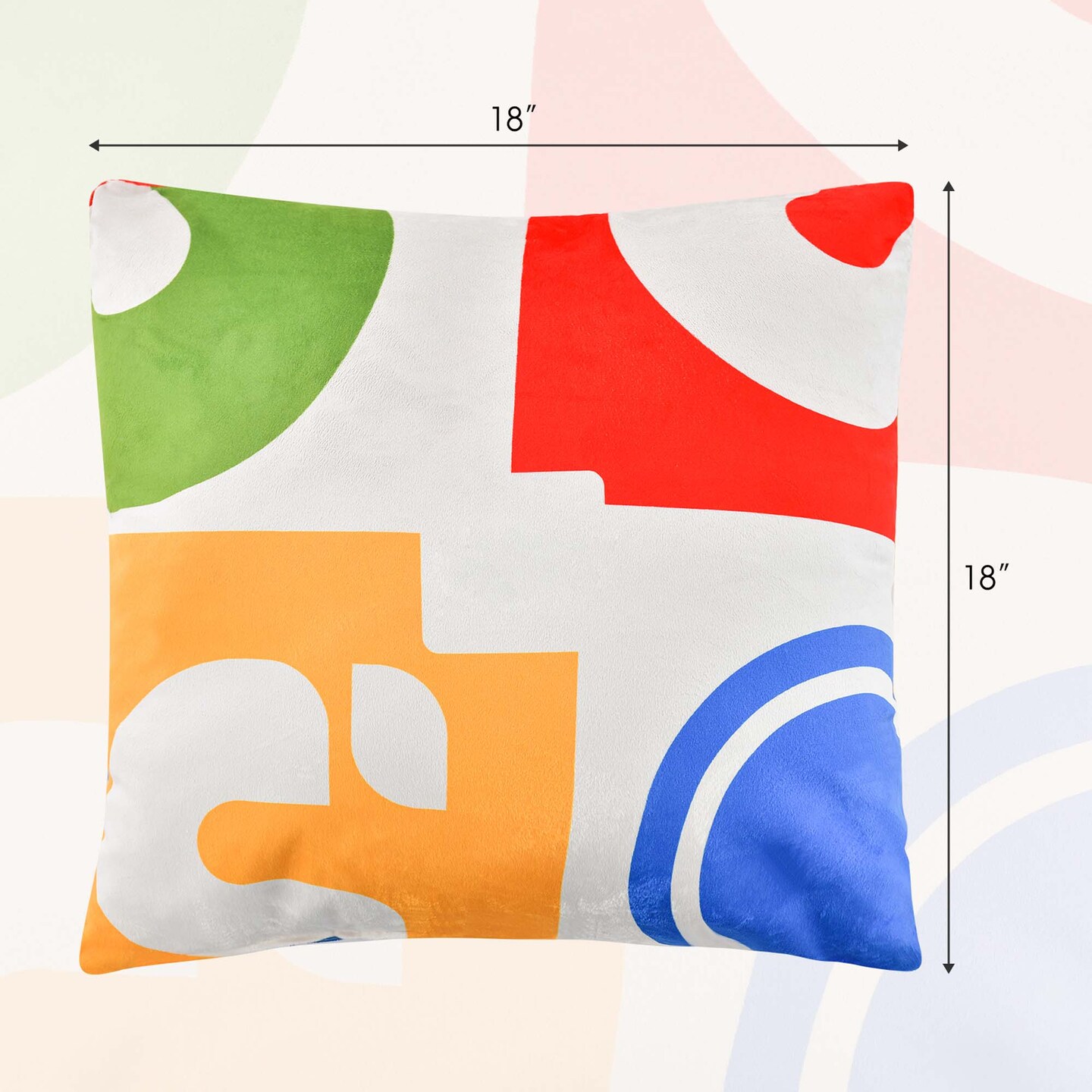 Costway 4 PCS Square Throw Pillows Removable & Washable Velvet Pillow 18''x18'' Red