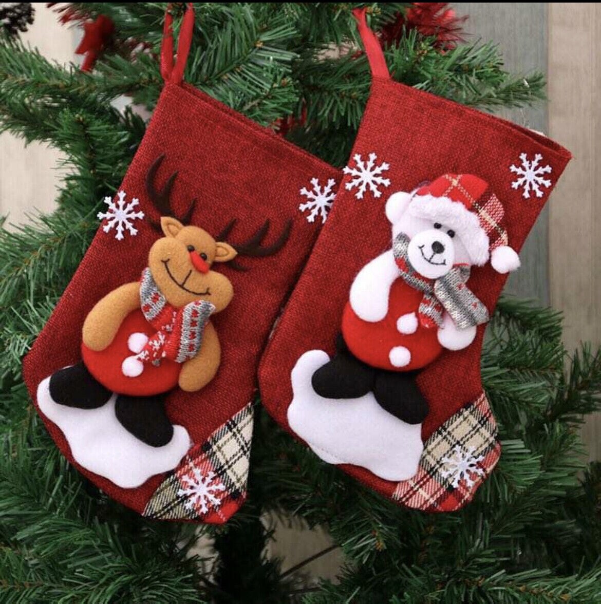 Thick Christmas Stocking Santa Candy Gift Bag 4 pcs