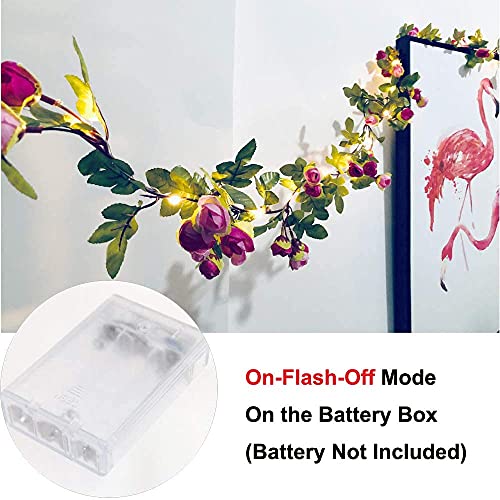 20 LED Rose Flower String Lights 7.2ft Artificial Flower Garland with Fairy Lights Rose Vine Lights for Valentines Day Garden Party Wedding Table Decor Thanksgiving Christmas Decor Lights