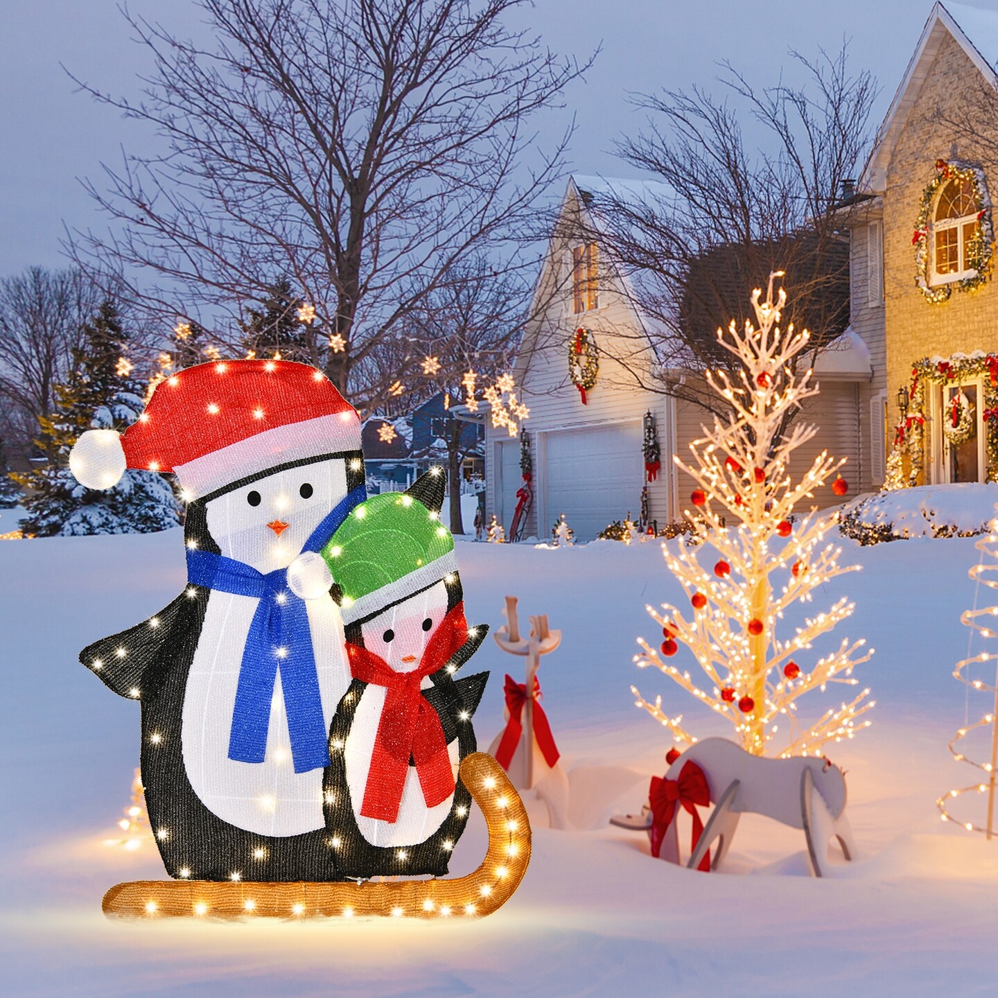 Lighted Standing Penguins Christmas Decoration
