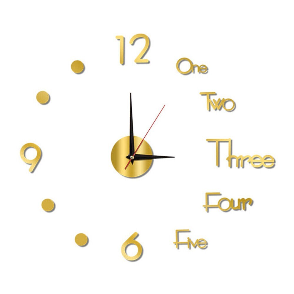 Large Modern 3D Mirror Surface DIY Wall Clock for Office, Home, Shop Decor