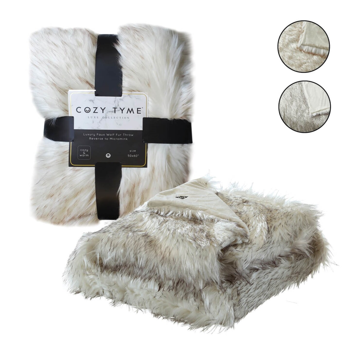 Suzette Faux Wolf Fur Throw