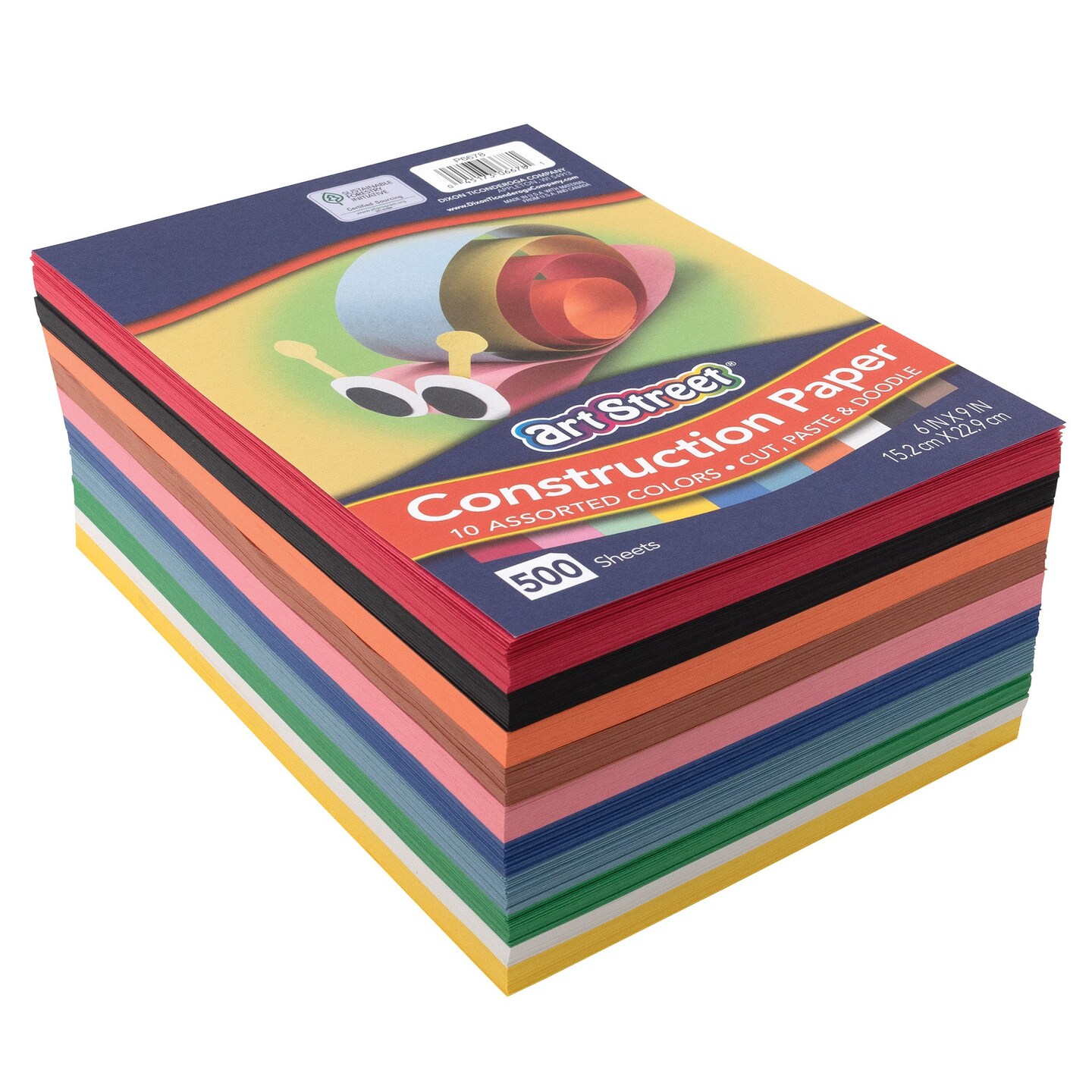 Lightweight Construction Paper, 10 Assorted Colors, 6&#x22; x 9&#x22;, 500 Sheets
