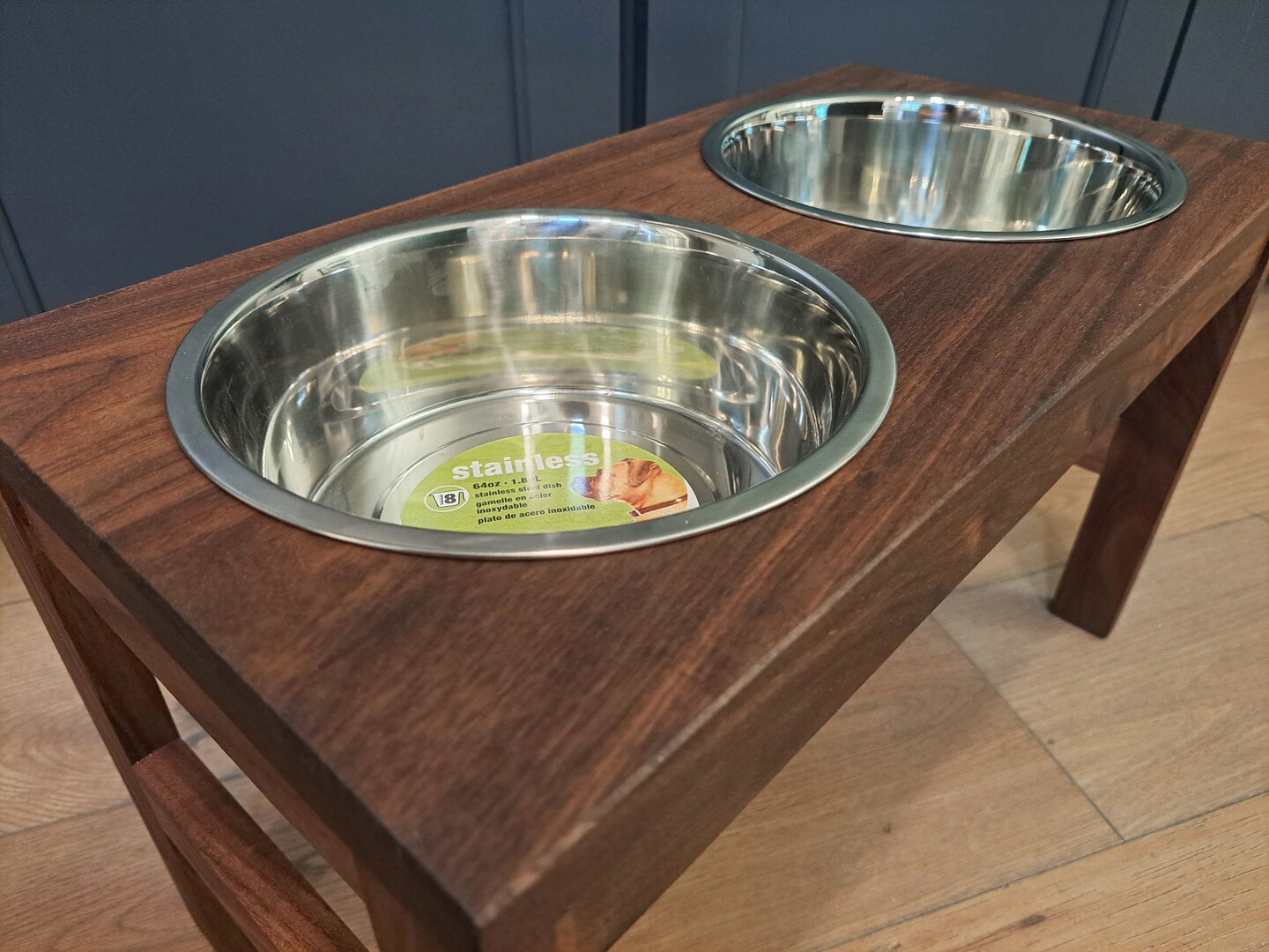 Walnut Pet Bowl Stand