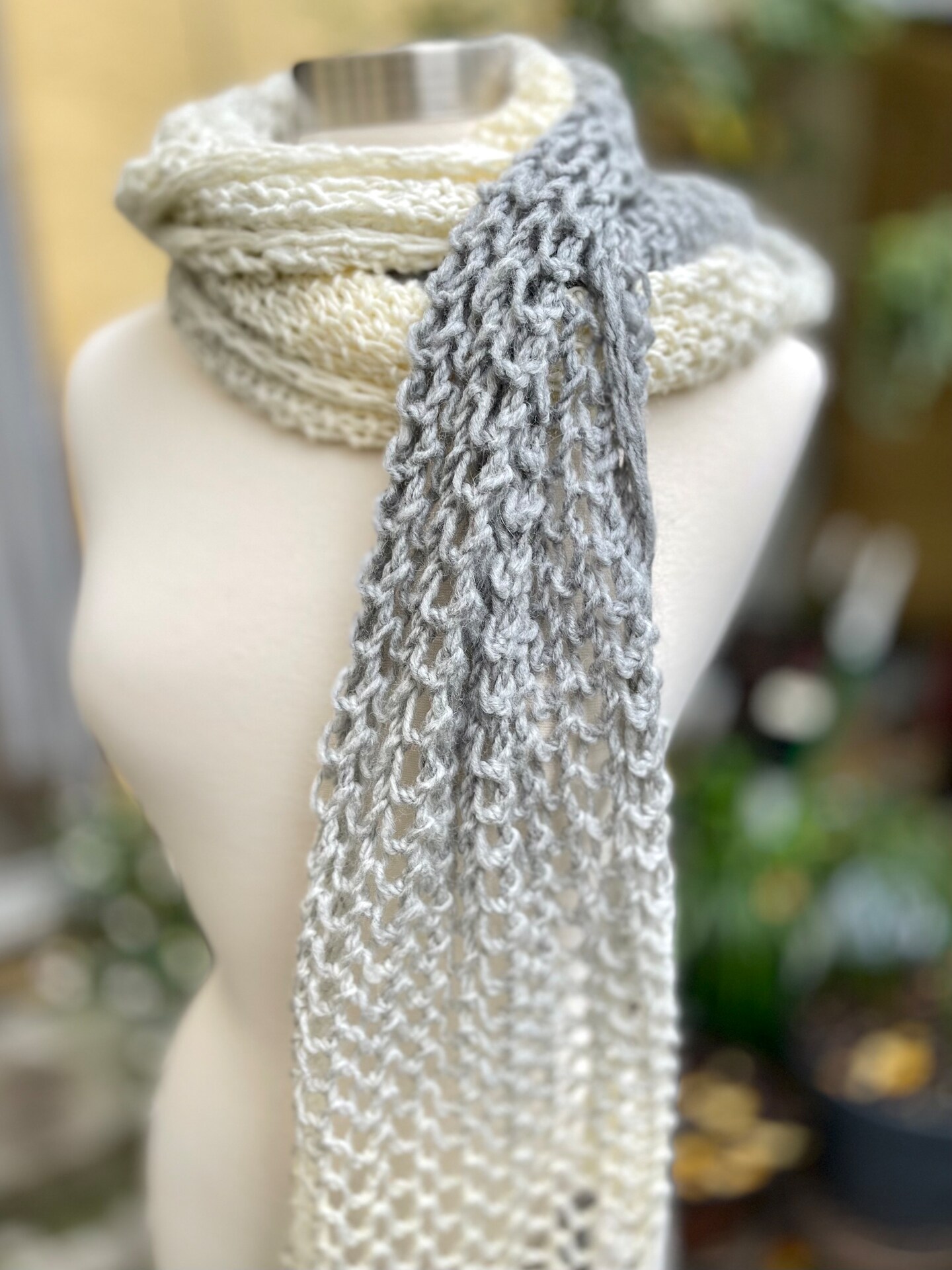 Wool scarf hand knitted Gray offers crochet circle scarf beautiful Soft warm scarf gray