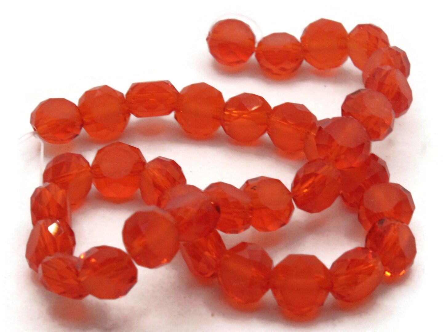 36 8mm Red Coin Faceted Flat Round Glass Beads