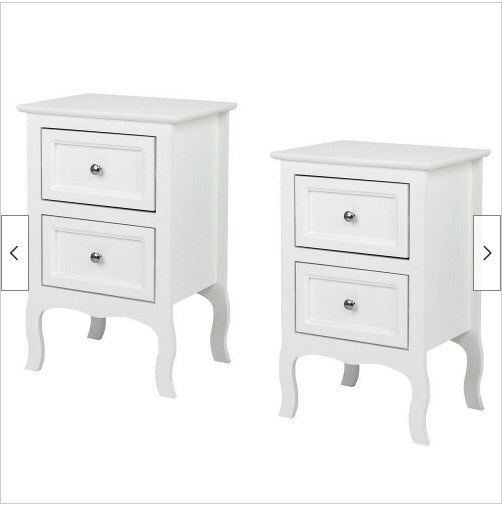 Set of 2 Nightstand Bedside End Table Shelf with 2 Drawers Bedroom Furniture