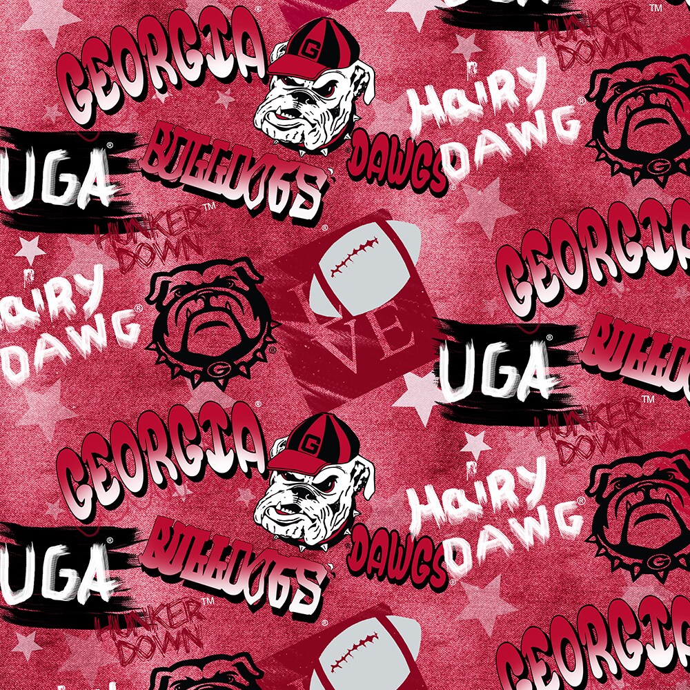 Sykel Enterprises-University of Georgia Cotton Fabric-Georgia Bulldogs Graffiti Cotton Quilting Fabric