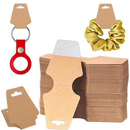 200 Pieces Keychain Display Cards with Adhesive Necklace Bracelet Jewelry Hanging Blank Kraft Paper Packaging Tags